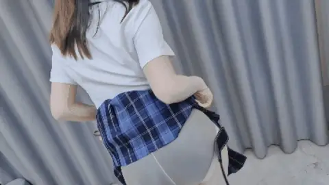 hs0012-Asian girl in school uniforms is spanked