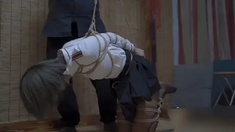 xr74-Girl in business attire was tickled and slapped