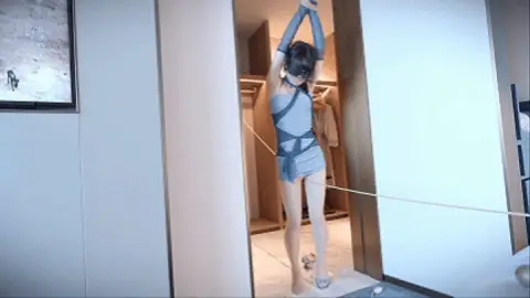 ms21- A girl wearing stockings had her feet tickled